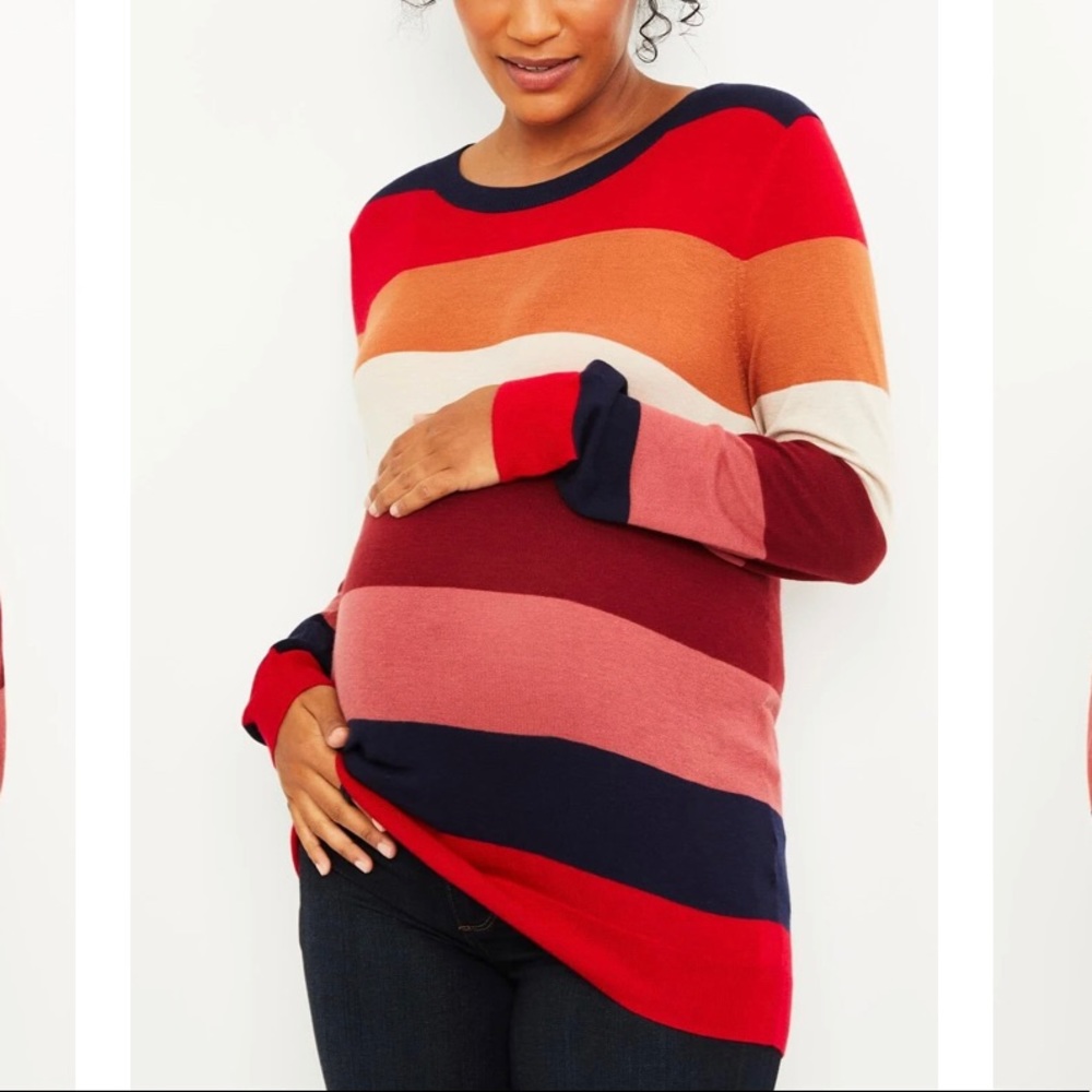 SPLENDID MULTI STRIPE MATERNITY SWEATER soft warm